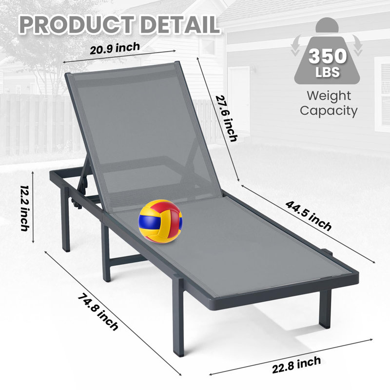 Outdoor Chaise Lounge, Grey