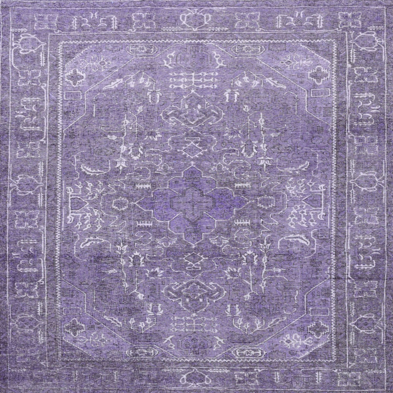 Tapis 100% traditionnel lavable à la machine 3814, Carré 6 pi