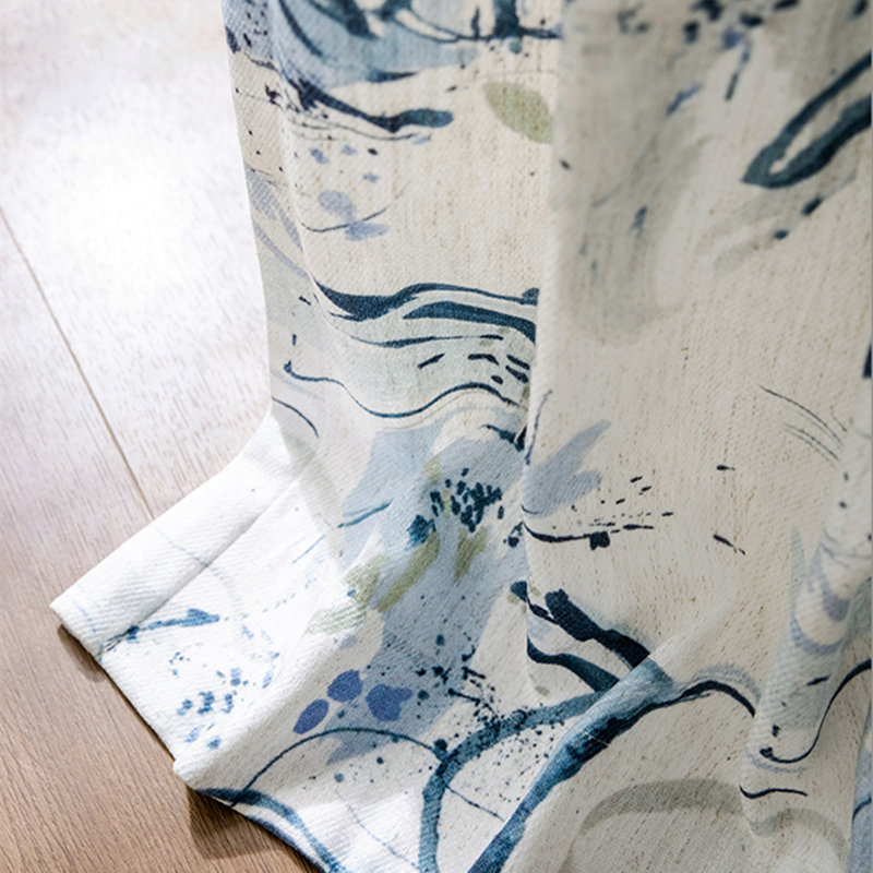 Paire de rideaux obscurcissant Chloe, L 45 po x L 108 po, Blanc / Bleu marine