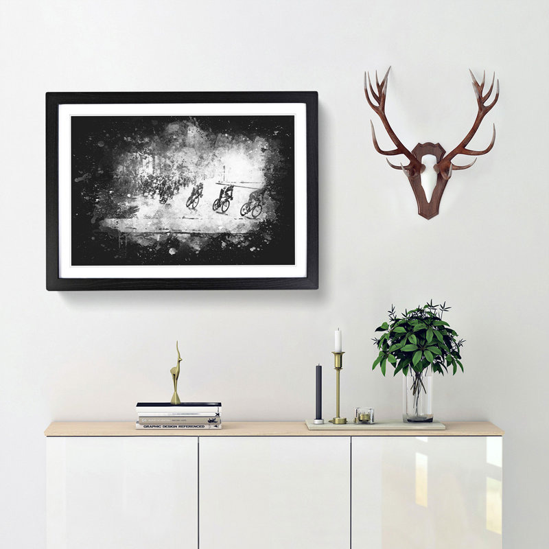 Tour de France Cycling - Picture Frame Graphic Art Print, 24cm H x 33cm W x 2cm D, Black Framed