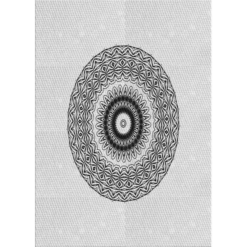 Tapis blanc/noir tissé à la machine, Rectangle 7 pi x 10 pi