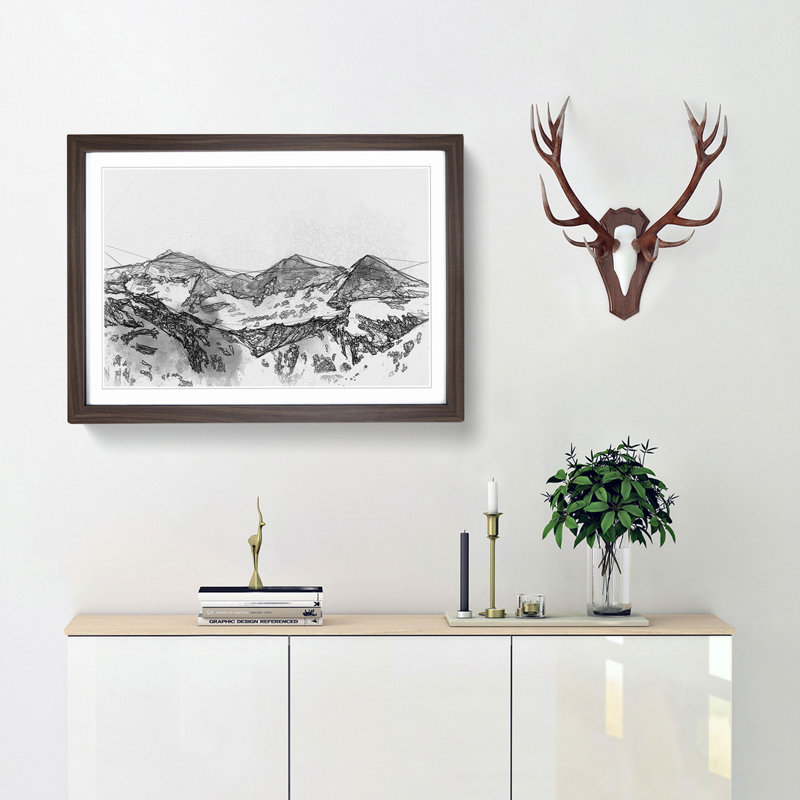 Mountain in Switzerland in Abstract - Framed Print, Walnut Framed, 62cm H x 87cm W x 2cm D