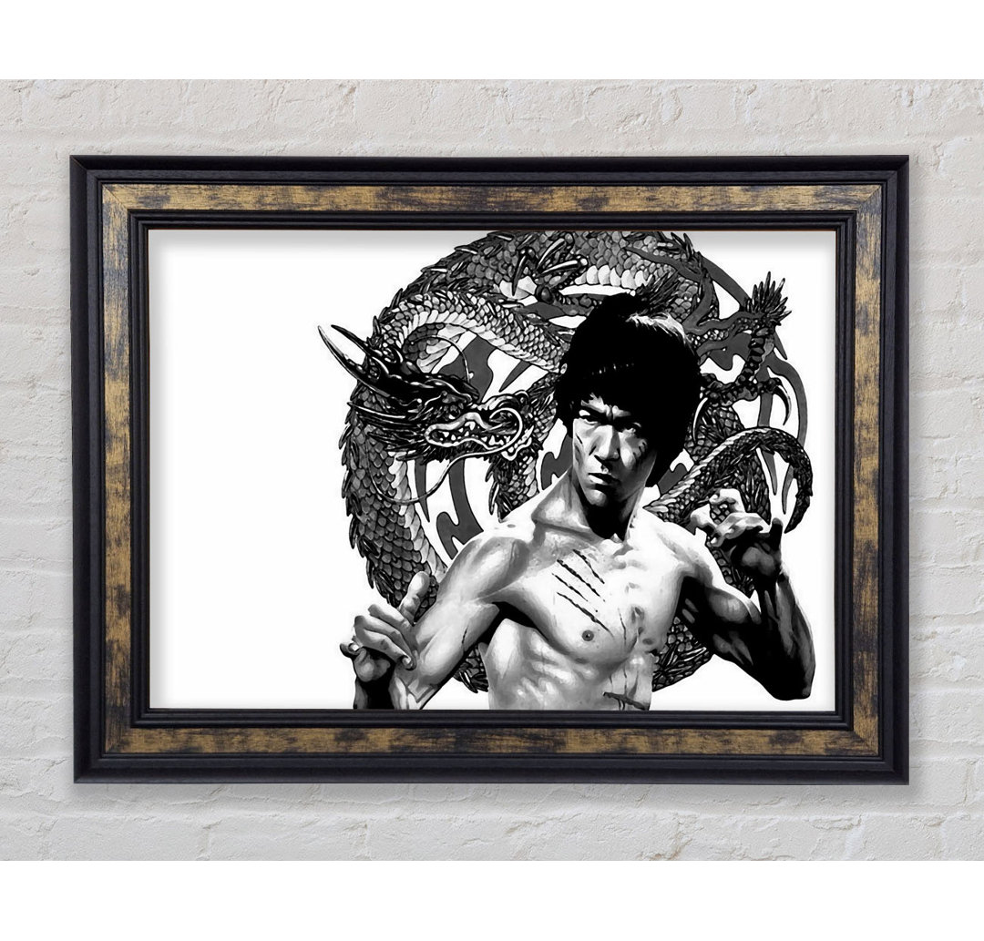 Bruce Lee Dragon B N W - Bilderrahmen Kunstdrucke