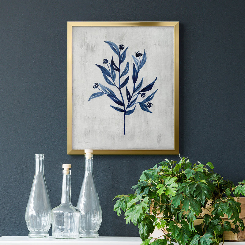 Toile encadrée de qualité supérieure Wild Indigo III - prête à être accrochée, Or, H 24 po x l 20 po