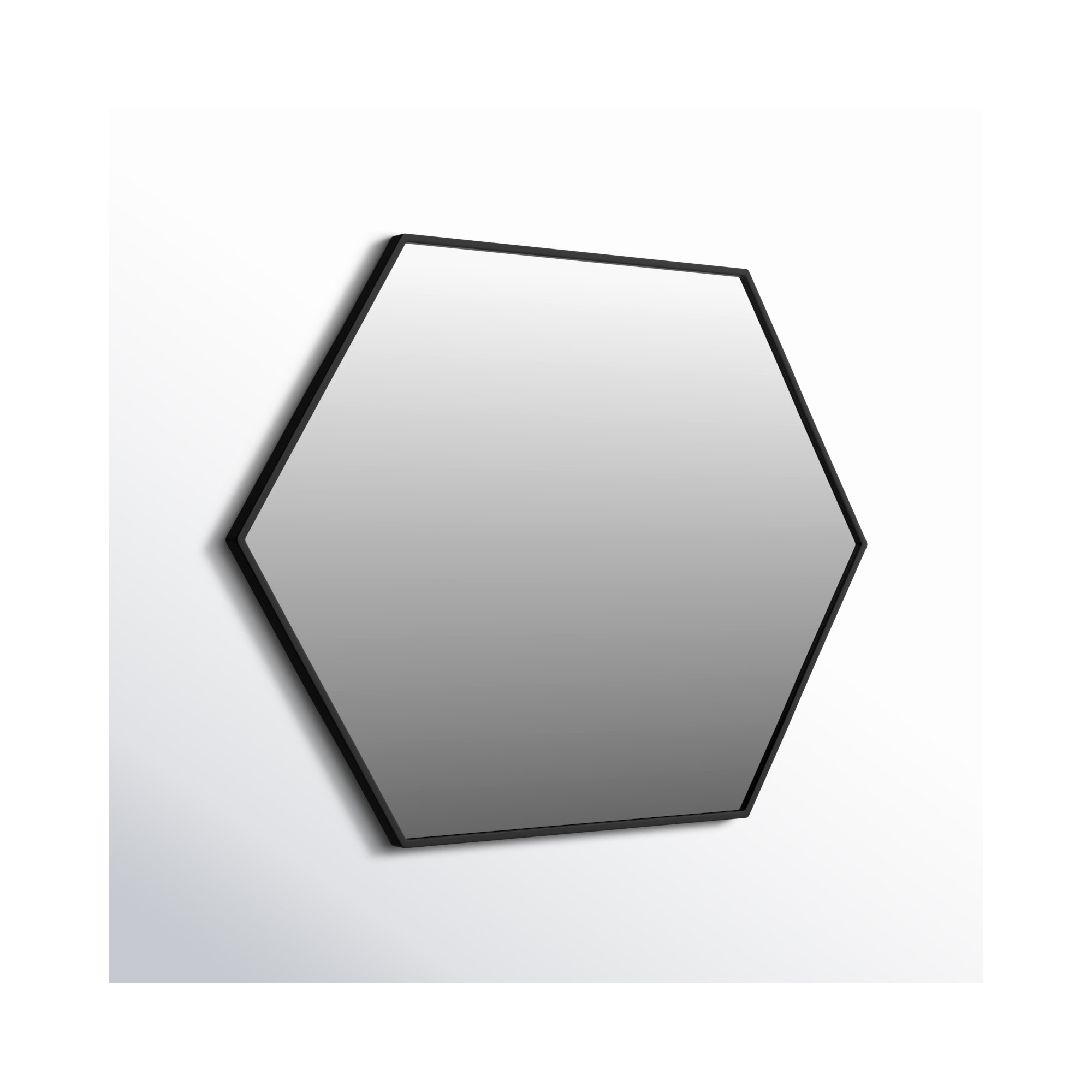 Sabine Metal Hexagon Wall Mirror, 40" H x 30" W, Black