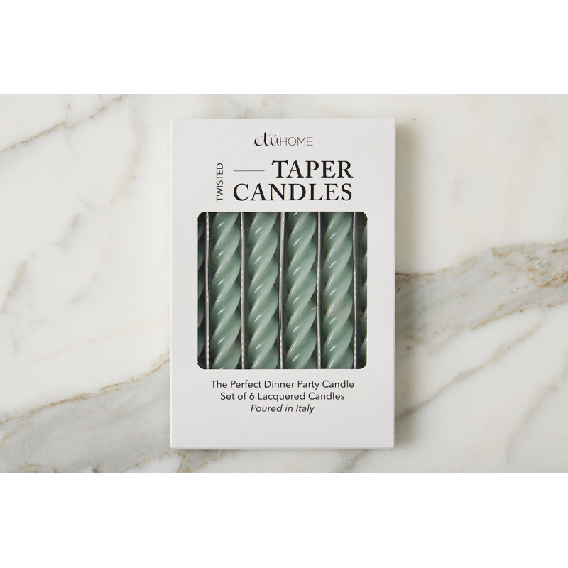 Lacquered Twisted Taper Candles, Sage