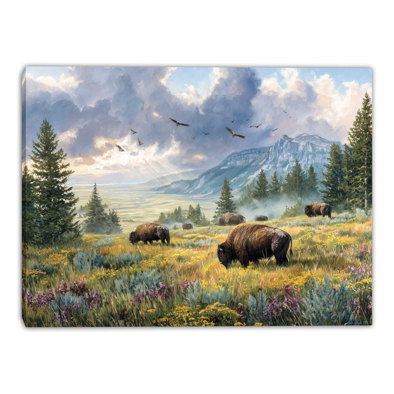 Art mural sur toile bison sauvage, L 24 po x H 16 po x P 1,5 po