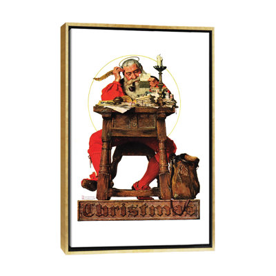 Père Noël à son bureau - reproduction d'art murale - toile encadrée