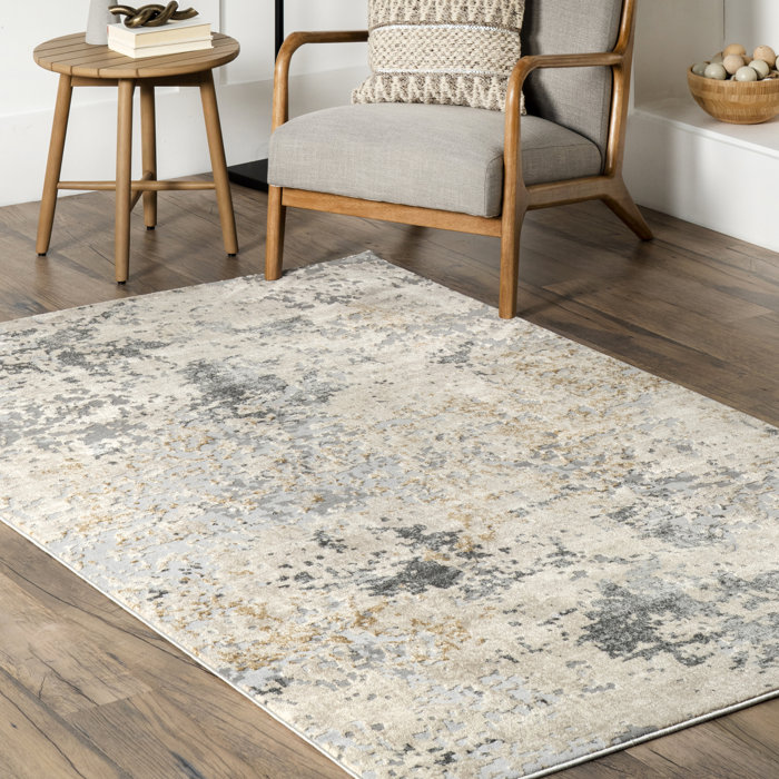 Dakota Fields Modern Abstract Power Loom Beige Rug & Reviews | Wayfair