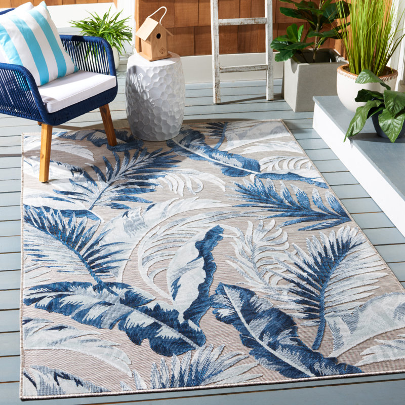 Tapis intérieur / extérieur floral Saugus, Rectangle 4 pi x 6 pi