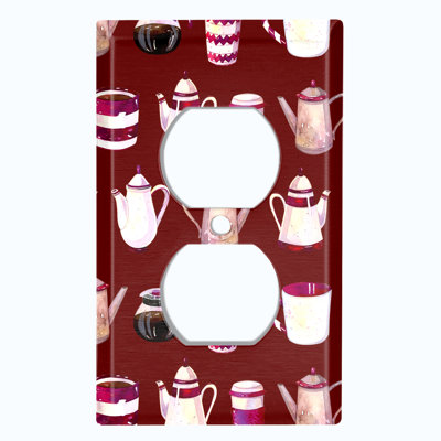 Metal Light Switch Plate Outlet Cover (Coffee Espresso Maker Maroon - Single Duplex)