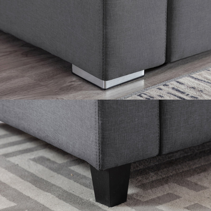 Canapé modulaire réversible 3 pièces Turmea Latitude Run® Beige avec coussins et pieds interchangeables, Lin beige