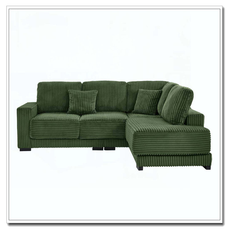 Canapé modulaire de 93 po en L avec méridienne réversible, Vert
