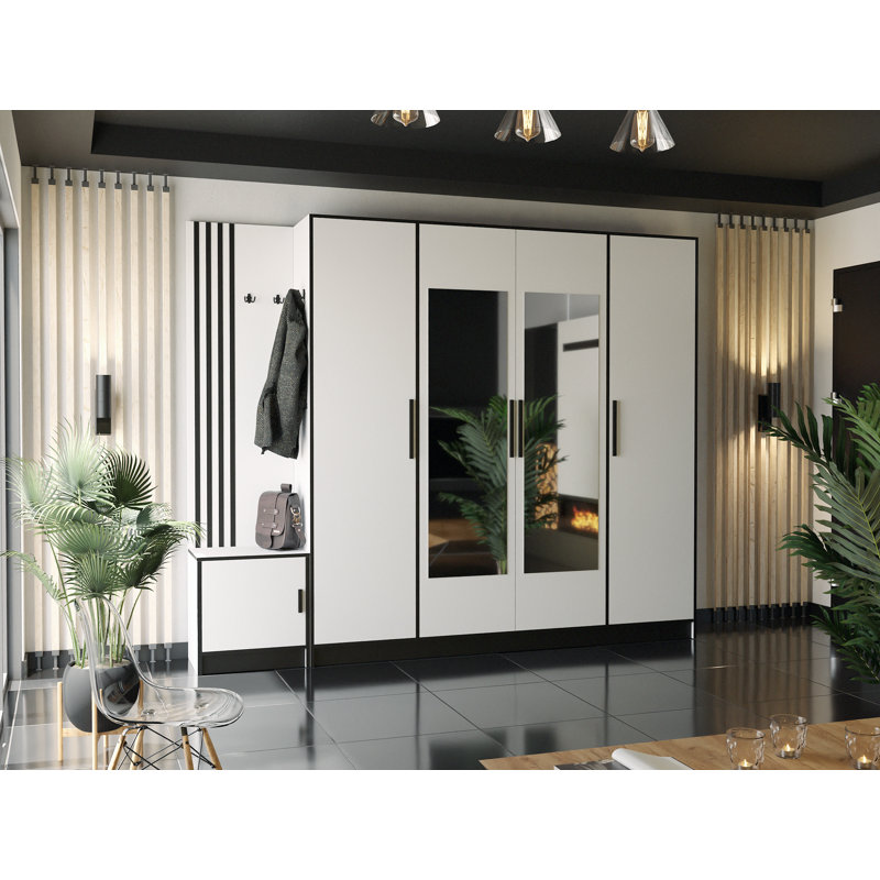 Subra Hall Tree 206.4cm Wide with Bench, White