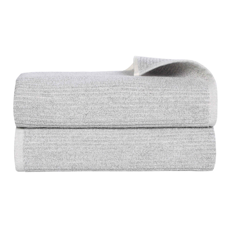   Viscose Cotton Blend Bath Sheet Set - Textured Ribbed Design - Quick-Dry, Platinum