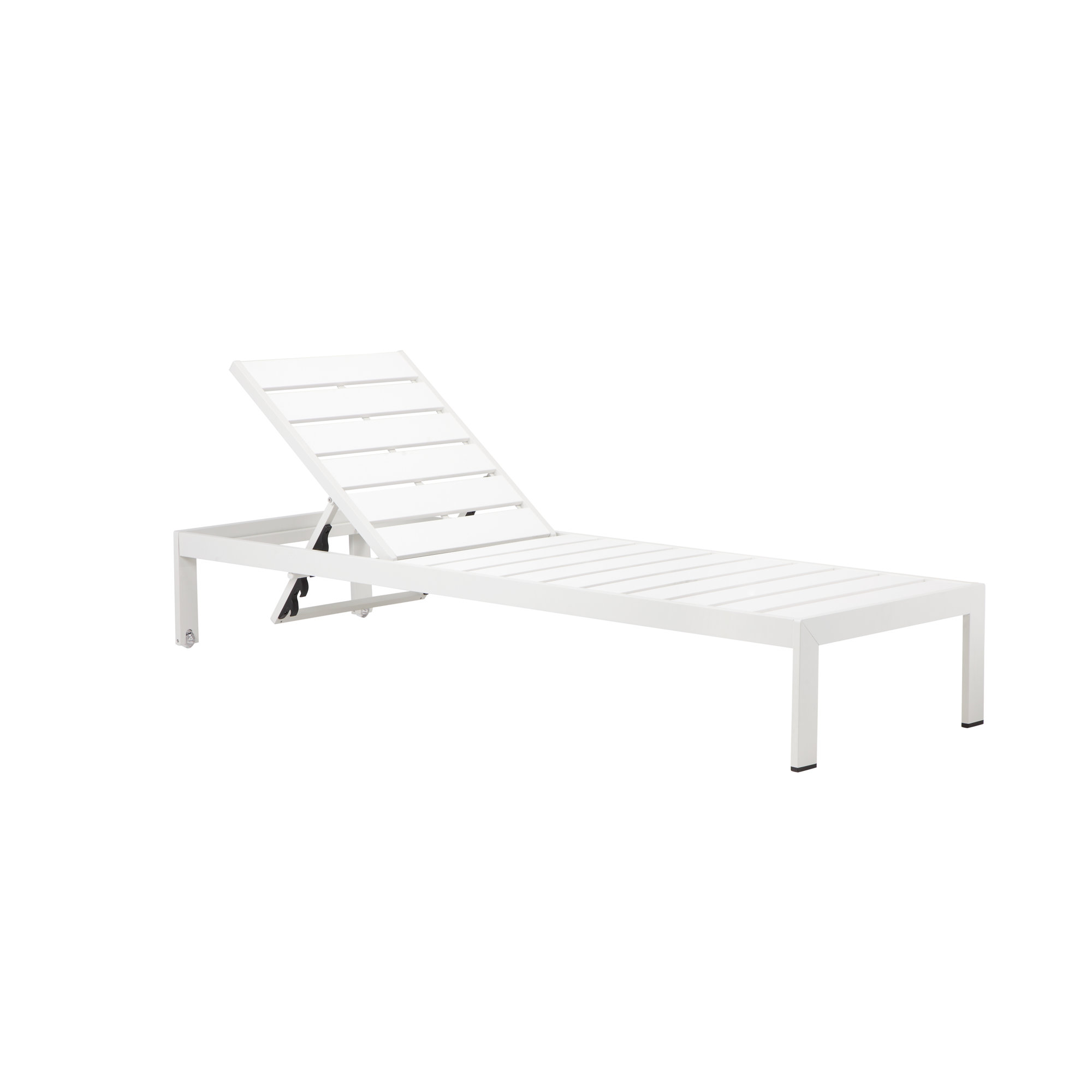 Aynura 26'' Outdoor Metal Chaise Lounge,  White Frame/White Seat