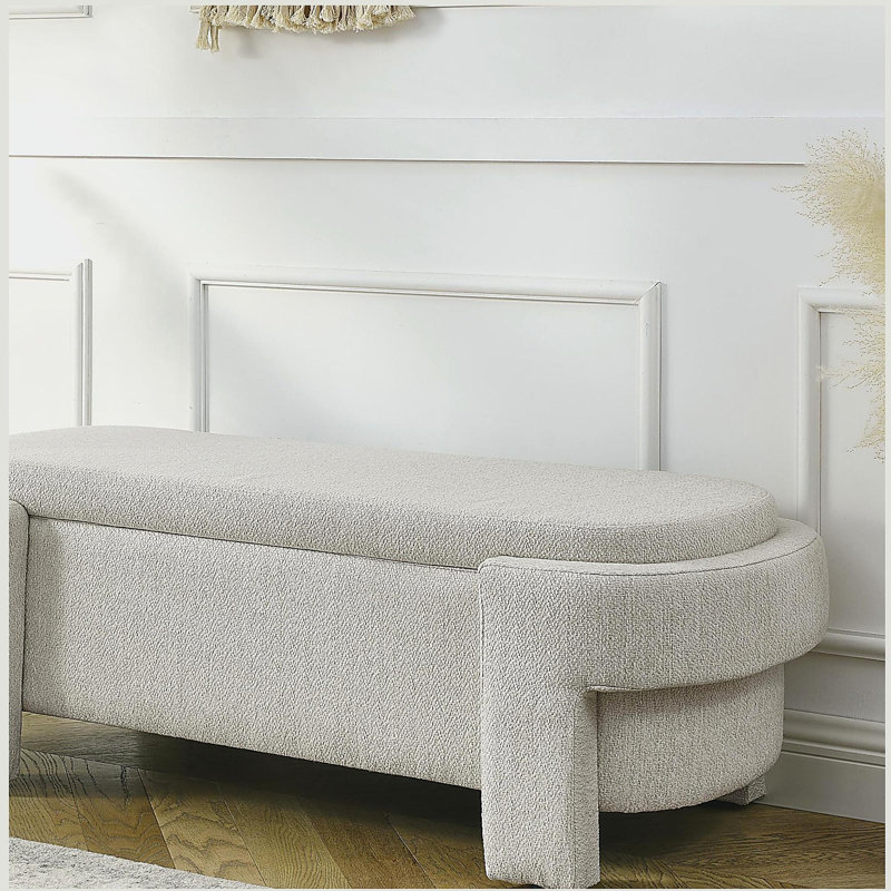 Banc rembourré avec grand espace de rangement, Beige