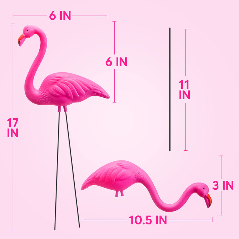 Petit ensemble de 6 piquets de jardin rose flamant rose