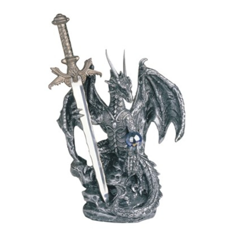 Figurine de dragon médiéval argenté 5 po
