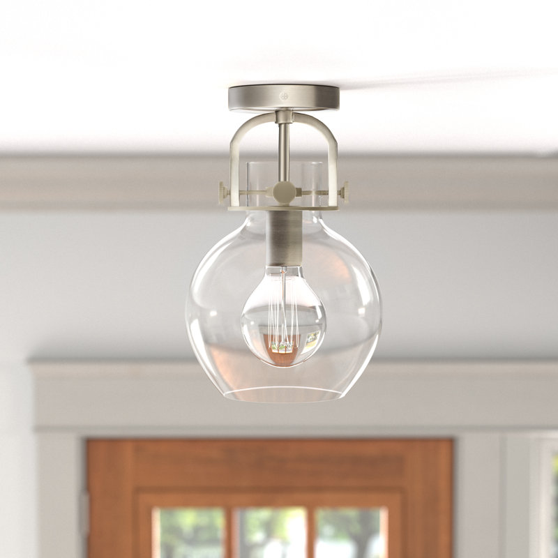 Borgen Glass Semi Flush Mount, Brushed Satin Nickel, LED