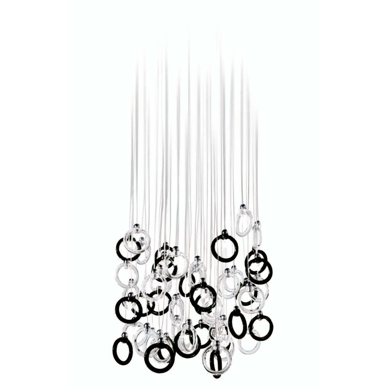 27 - Light LED Chandelier, Crystal and black