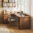 70.87"Walnut L-Shaped Solid Wood with 6 drawers desk-108958868-108958866