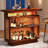 47.24 Inches Farmhouse Caramel Brown Rattan Home Bar Unit, 4-Tier Liquor Cabinet With Stemware Racks For Living Room