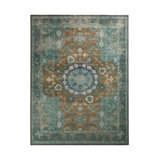 Distressed Homage Hand Knotted Wool Floral Area Rug