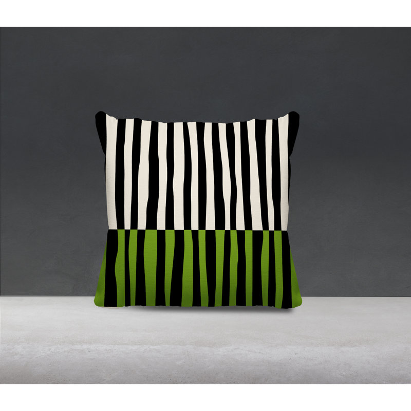 Coussin décoratif réversible intérieur / extérieur en polyester filé Humphrey, H 17 po x l 17 po, Chartreuse / blanc cassé