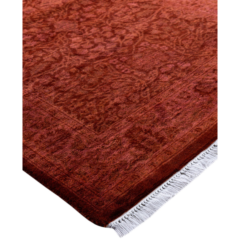 Overdyed Hand-Knotted Wool Modern-Contemporary Red Area Rug 3' 1" x 5' 3"