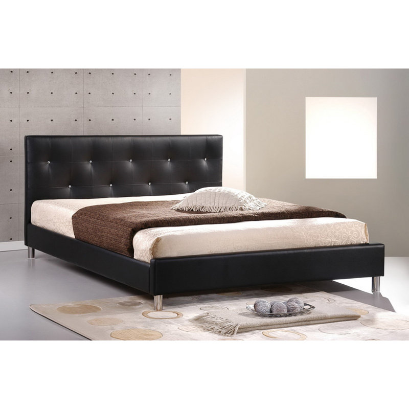 Lit plateforme double tapissier Cuomo, Noir, Grand