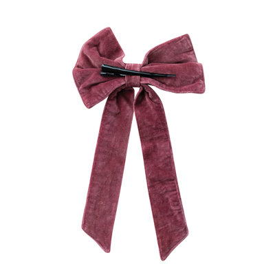 Burgundy Cotton Velvet Artisan Bow Clip