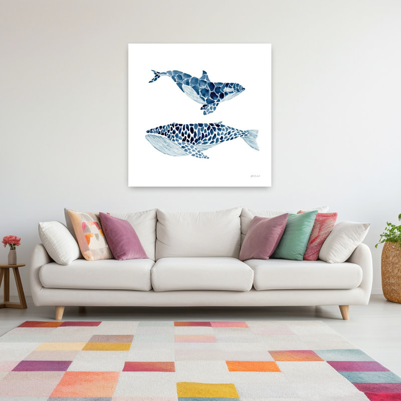 Deux baleines, art côtier, H 48 po x l 48 po