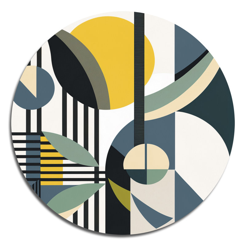 Rétro art Mid-Century I - Abstract Midcentury, art mural rond sur métal, L 16 po x H 16 po