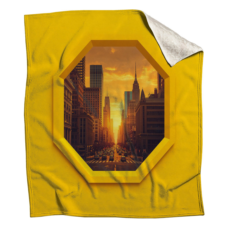 Couvertures octogonales Sunset Cityscape, L 50 po x H 60 po