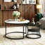 Round Nesting Coffee Tables Set (70+45cm), High-Gloss Faux Marble Top With Wire Metal Frame-1844358956