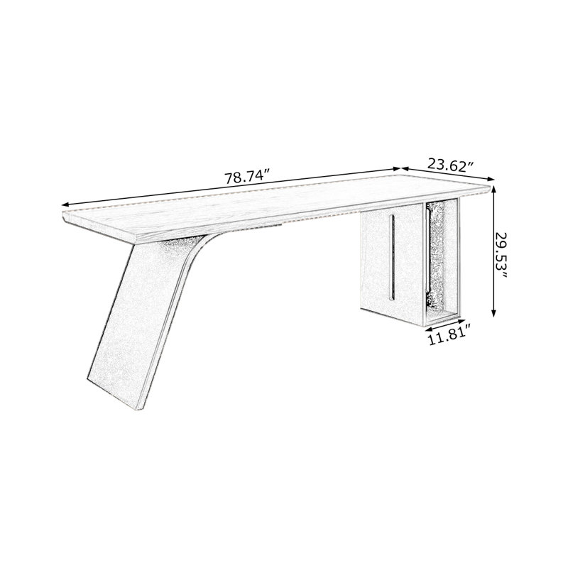 Bureaux rectangulaires bruns en bois massif, H 29,53 po x l 78,74 po x P 23,62 po
