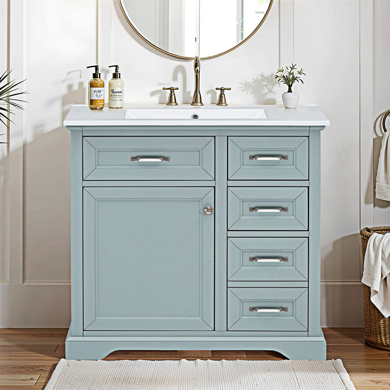 Bathroom Vanity Set With Ceramic Undermount Sink, Gray