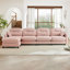 Canapé modulaire en L modulaire avec repose-pieds, tissu chenille doux, conception ergonomique, dossier capitonné, base en bois de haute qualité facile à installer-118034409-133880043