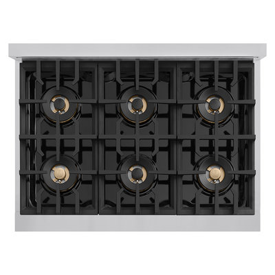Plaque de cuisson au gaz 36 po avec 6 brûleurs DuoPro ™ en acier inoxydable ZLINE Autograph