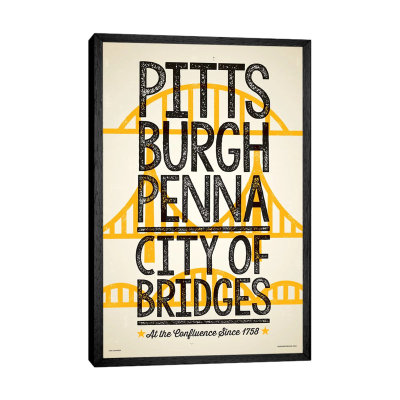Pittsburgh City Of Bridges by Jim Zahniser - Print on Canvas, 101.6cm H x 66.04cm W x 3.81cm D, Black Framed