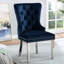 Fauteuils à oreilles pour salle à manger, 2 pièces, bleu avec dossier à boutons et siège à garniture de pieds 2 pièces, bleu, dossier, tête de clou