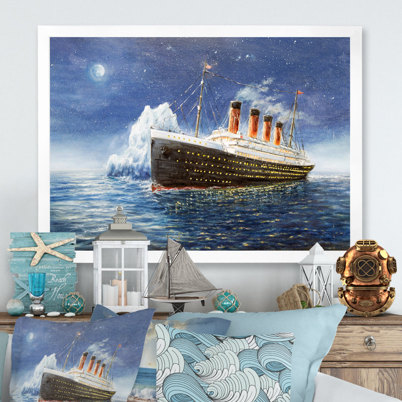 Titanic - reproduction sur toile, H 8 po x l 12 po x P 1 po, Toile blanche avec cadre photo