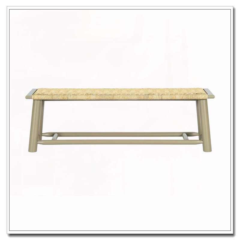 Banc en rotin de bois massif, Doré