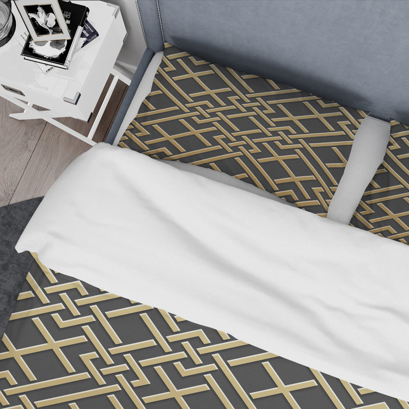 Modern & Contemporary Polyester Twill Geometric Shapes Duvet Cover, King Duvet Cover + 2 Shams