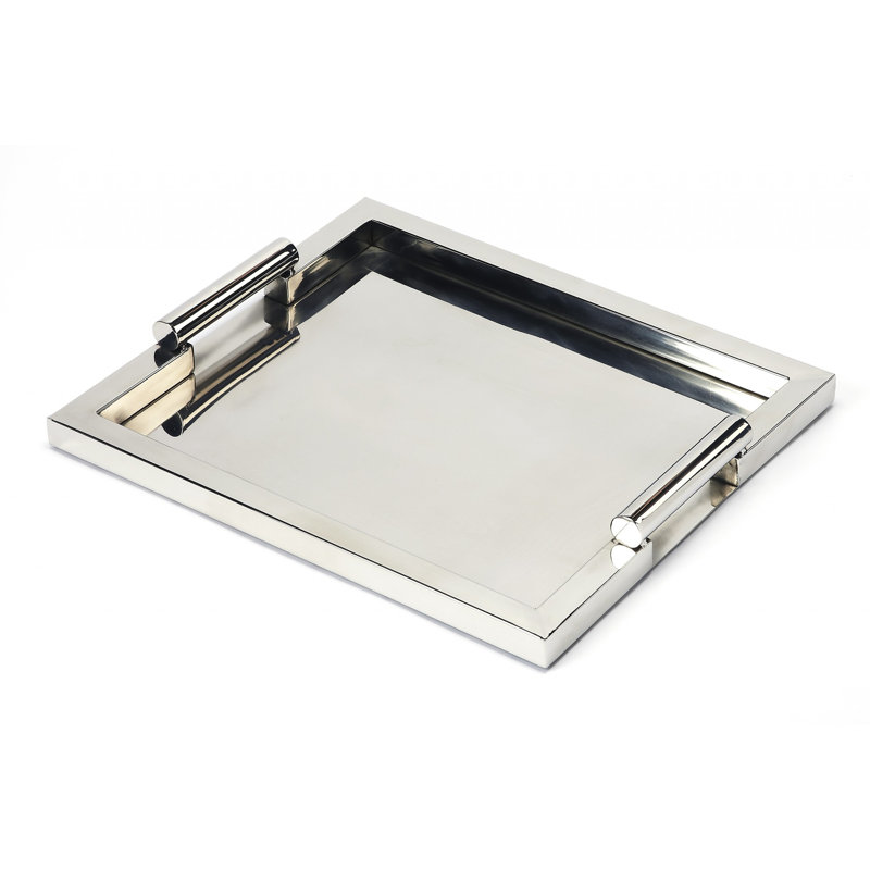 Hollis 18" Stainless Steel Serving Tray, Silver