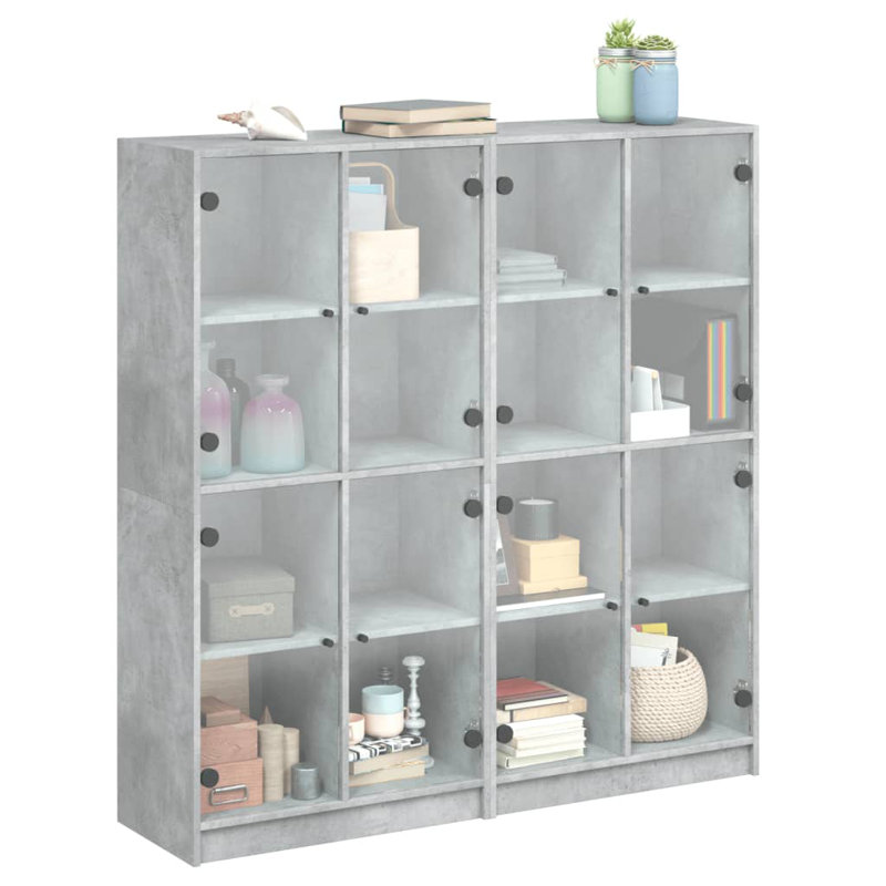 Aurbree 142 cm H x 136 cm W Standard Bookcase, Concrete Grey