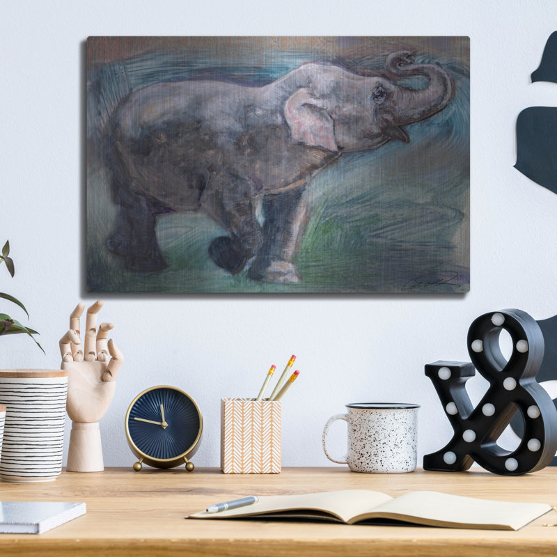 «Elephant Jubilee» par Robert Campbell sur métal, H 12 po x l 16 po