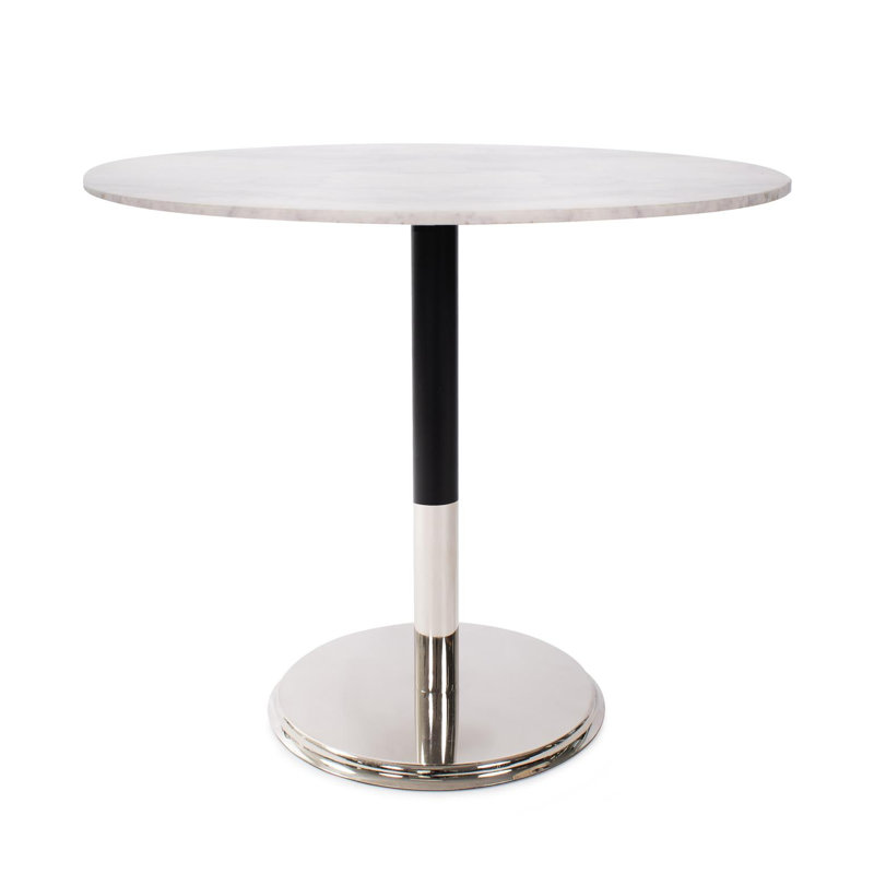 Hillesden Marble Top End Table, White, Silver/Black