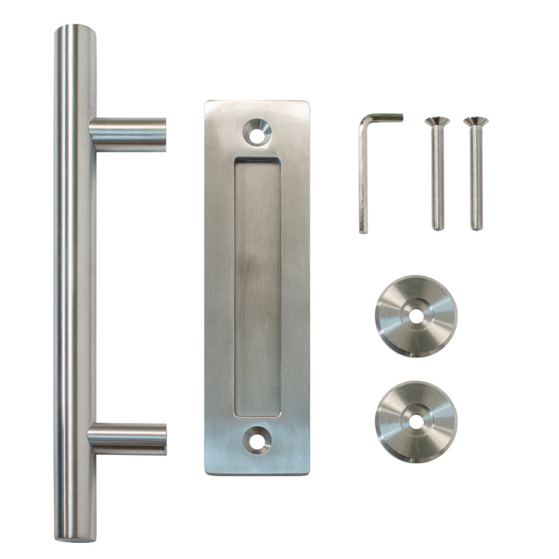 Stainless Steel Modern Barn Door Handle with Recessed Pull